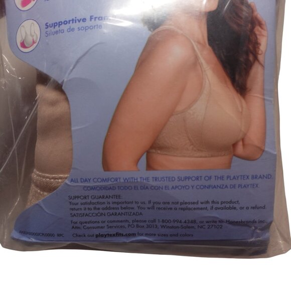 NIP Playtex 18 Hour Smoothing Wireless Bra with Cool Comfort 46DD Nude Seamless - Picture 7 of 11